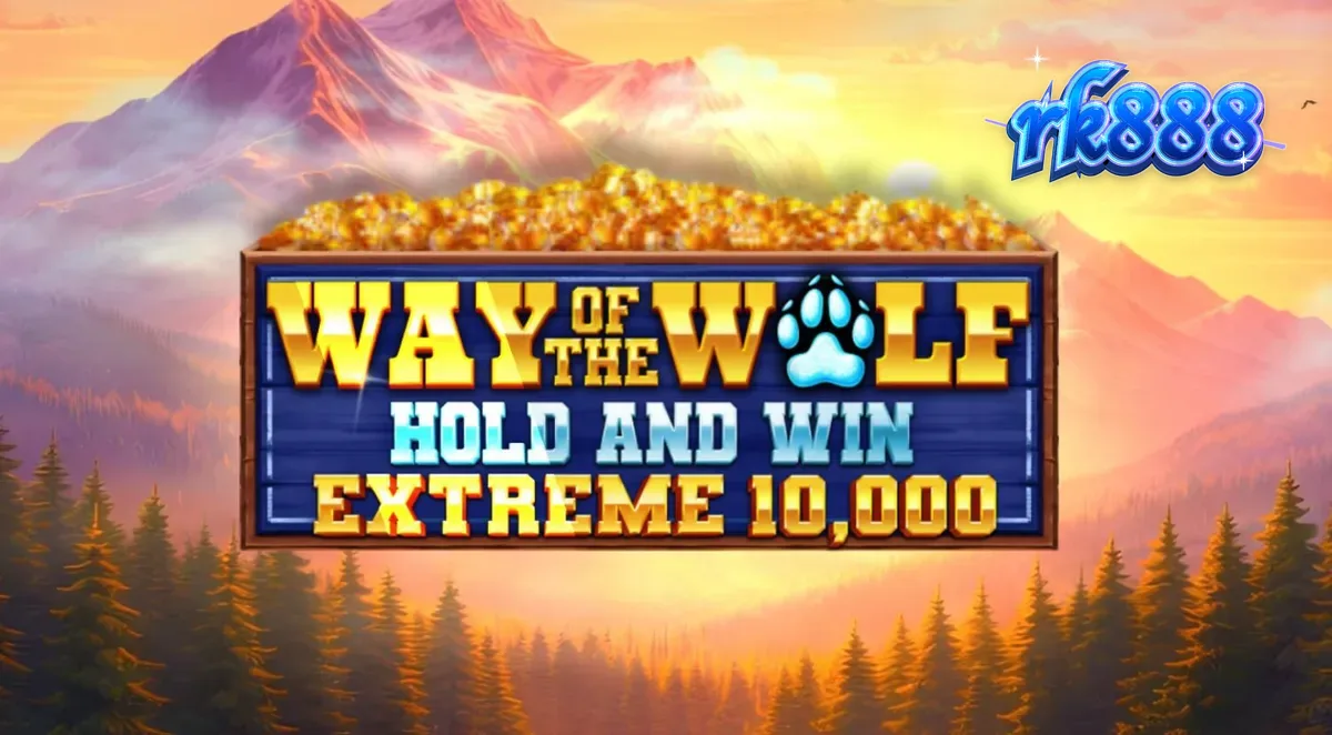 Tampilan visual slot Way of the Wolf Hold and Win Extreme 10,000 dengan tema hutan malam